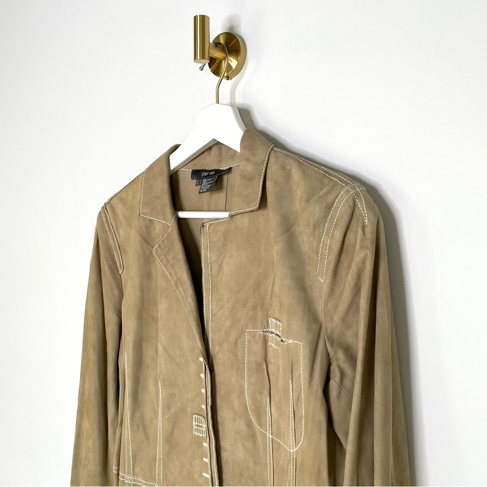 Jacket | Carlisle Camel Suede Trench Contrast Stitching | Western Boho Per Se 6 - Picture 3 of 16